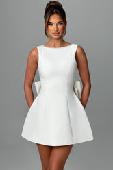 Cecila Bowknot Pearl Backless Mini Dress